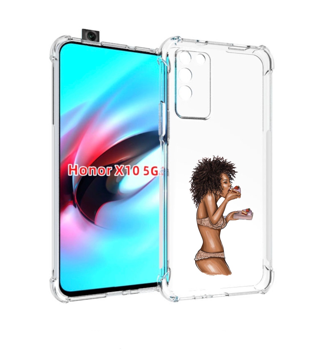 

Чехол MyPads Девушка-с-пирожными женский для Honor X10, Прозрачный, Tocco
