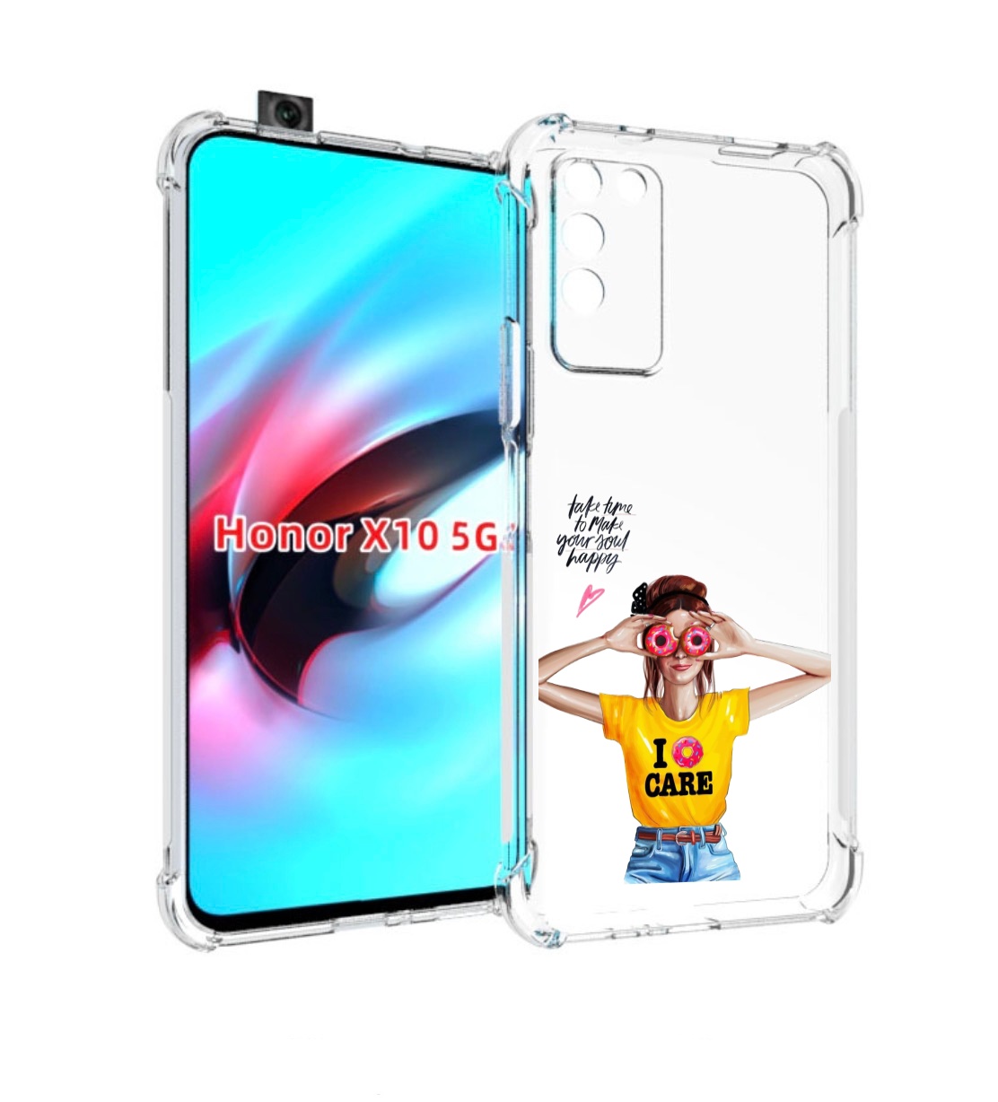 

Чехол MyPads Девушка-с-пончиками женский для Honor X10, Прозрачный, Tocco