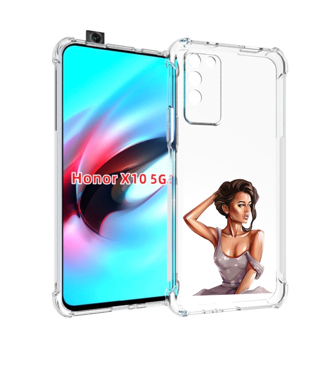 

Чехол MyPads Девушка-с-прической женский для Honor X10, Прозрачный, Tocco