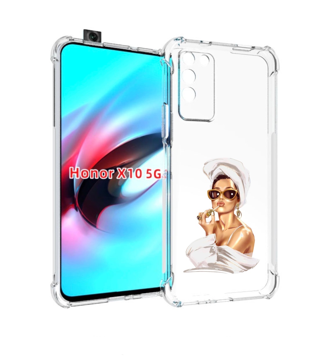 

Чехол MyPads Девушка-утром женский для Honor X10, Прозрачный, Tocco