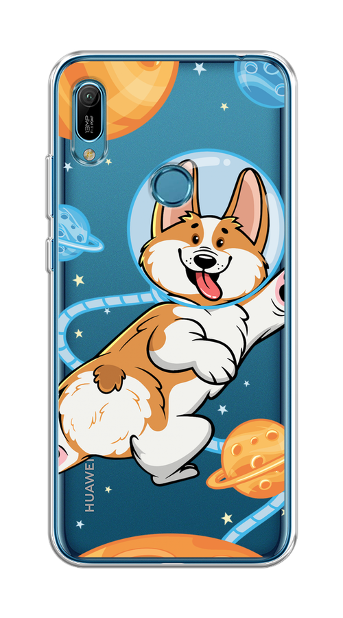 

Чехол на Huawei Y6 2019/Honor 8a/8a Pro/Y6s "Корги-космонавт", Голубой;бежевый;белый, 68750-1