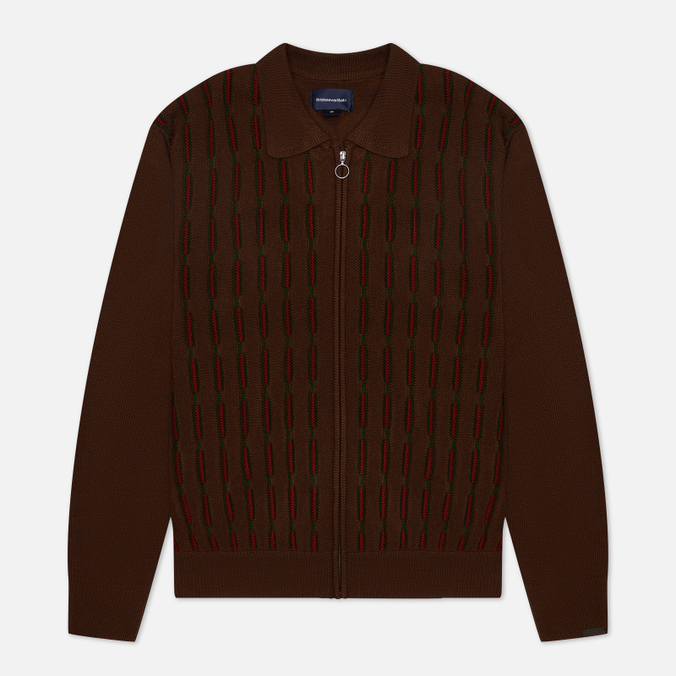 Мужской свитер thisisneverthat Chain Zip Up Polo коричневый, Размер L