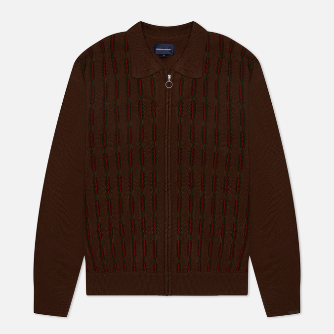 

Мужской свитер thisisneverthat Chain Zip Up Polo коричневый, Размер XL, Chain Zip Up Polo