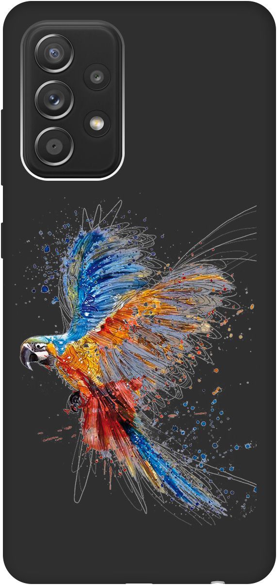 

Матовый чехол на Samsung Galaxy A52 с принтом "Colorful Parrot" черный, Черный;красный, 538