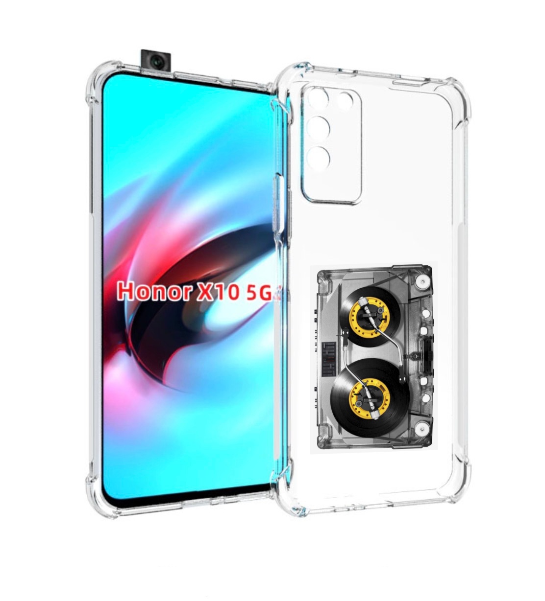 

Чехол MyPads Кассета музыкальная для Honor X10, Прозрачный, Tocco