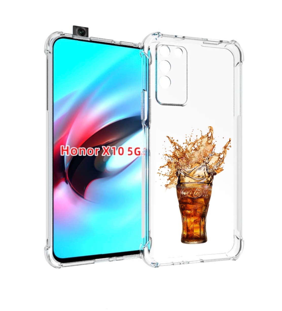 

Чехол MyPads Кола-в-стакане для Honor X10, Прозрачный, Tocco
