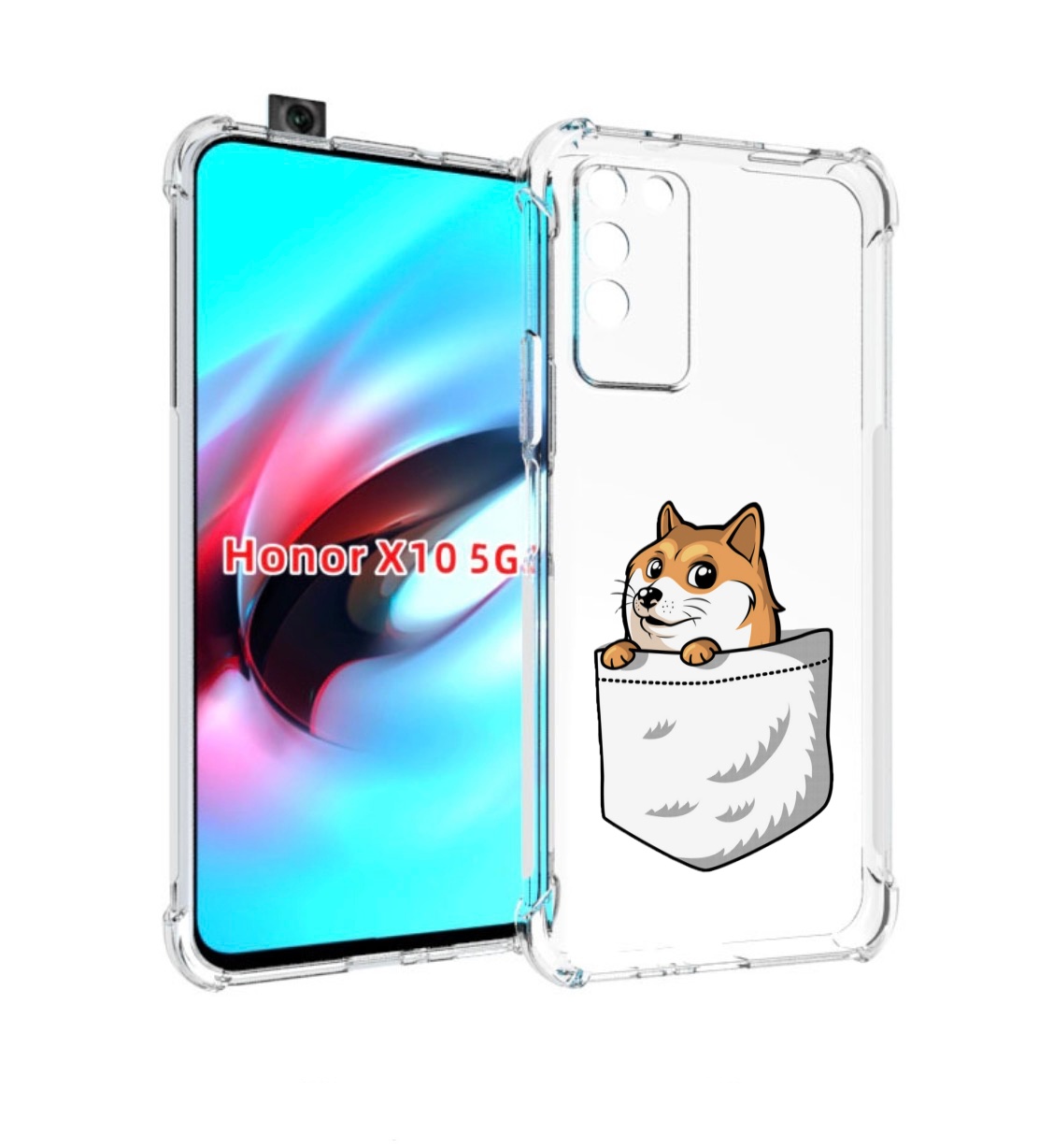 

Чехол MyPads Корги в кармане для Honor X10, Прозрачный, Tocco