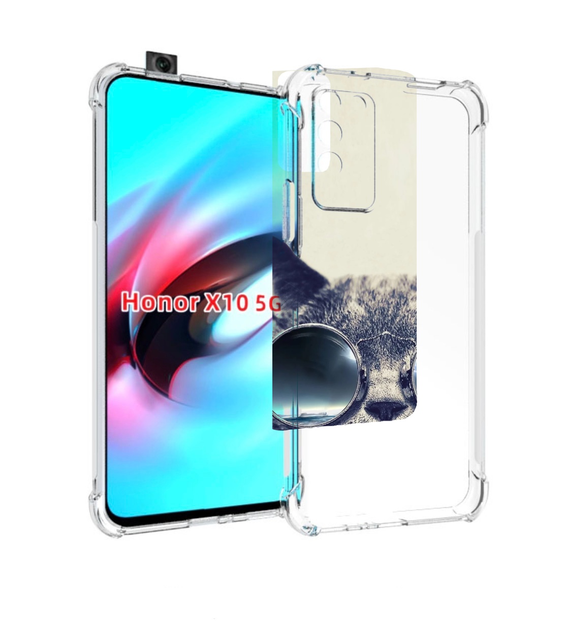 

Чехол MyPads Кот-в-очках-2 для Honor X10, Прозрачный, Tocco
