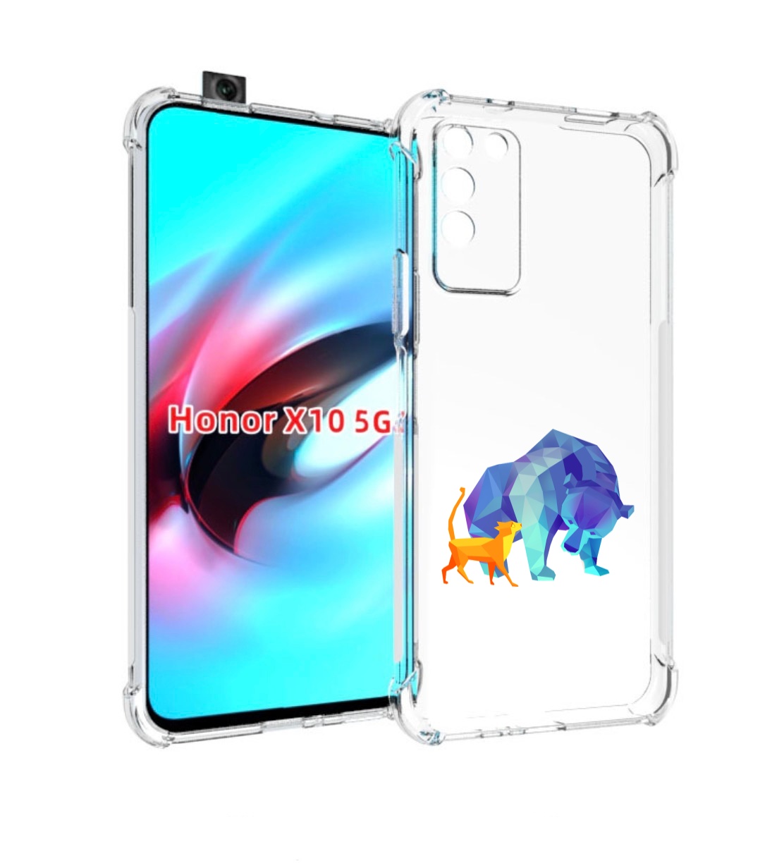 

Чехол MyPads Кот-и-медведь для Honor X10, Прозрачный, Tocco