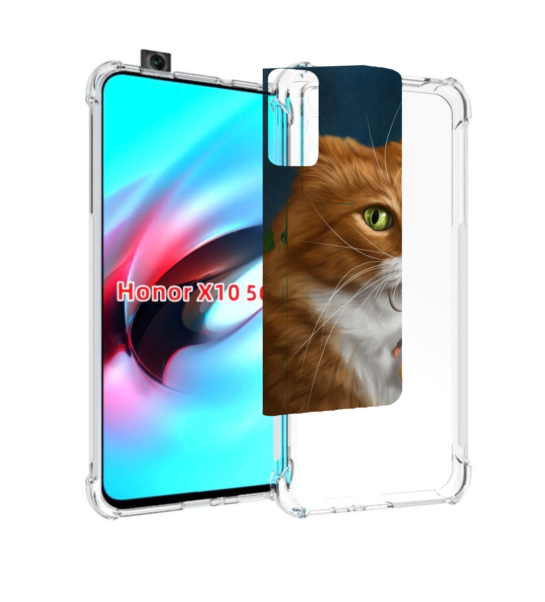 

Чехол MyPads Кот-и-мышь для Honor X10, Прозрачный, Tocco