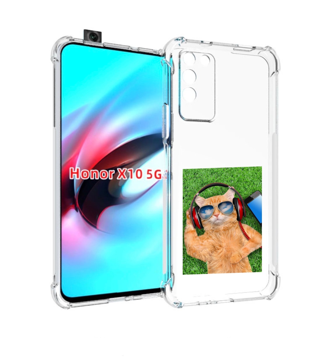 

Чехол MyPads Кот-кайфарик для Honor X10, Прозрачный, Tocco