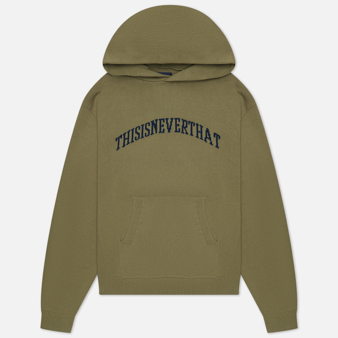 Мужской свитер thisisneverthat Arch-Logo Knit Hoodie зелёный, Размер XL