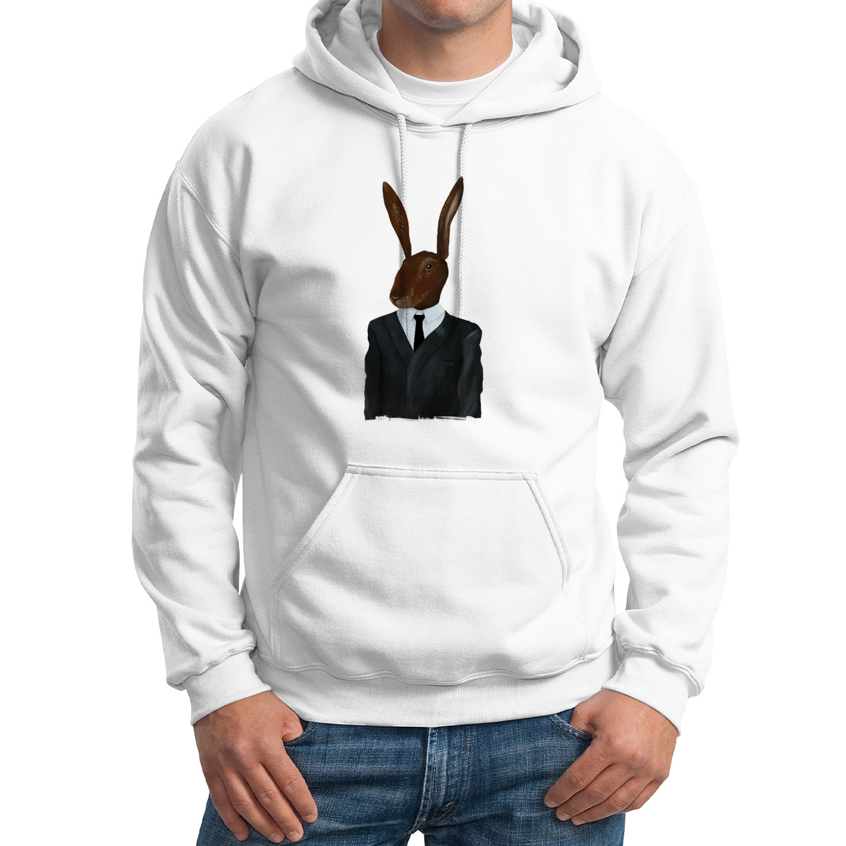 

Худи унисекс CoolPodarok Кролик в костюме галстук белое 62 RU, 2M015758