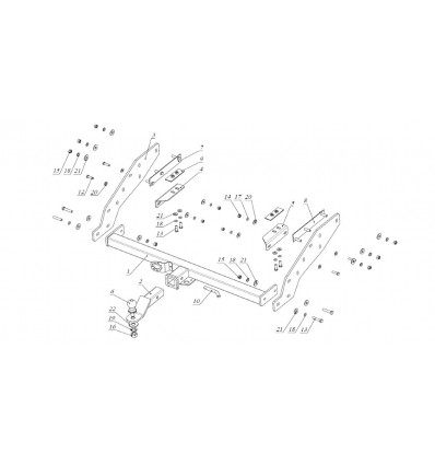 

Фаркоп Mitsubishi L200 Long 2013-2015 съемное крепление шара под американский квадрат, FA 0857-E