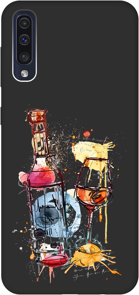

Чехол на Samsung Galaxy A50 "Aquarelle Wine" черный, Черный;голубой, 618
