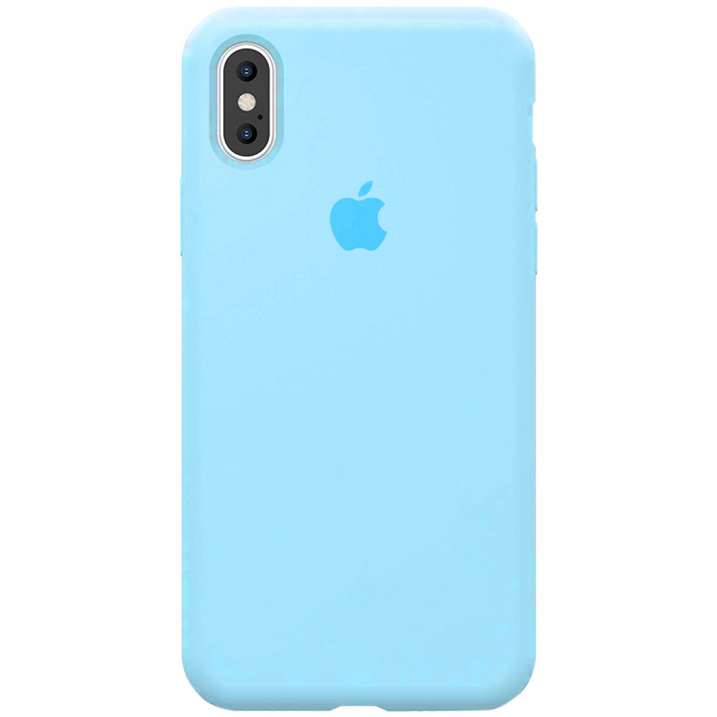 

Чехол для iPhone XS/X Silicone закрытый низ голубой