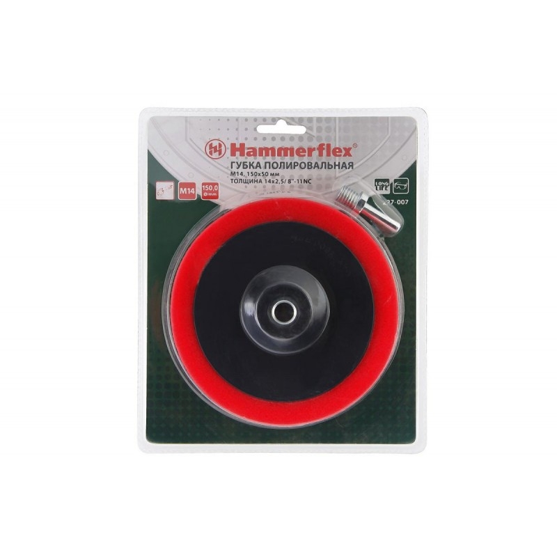 

Губка полировальная Hammer Flex 227-007 PD (62183), 227-007 PD M14 WL 150 х 50 мм