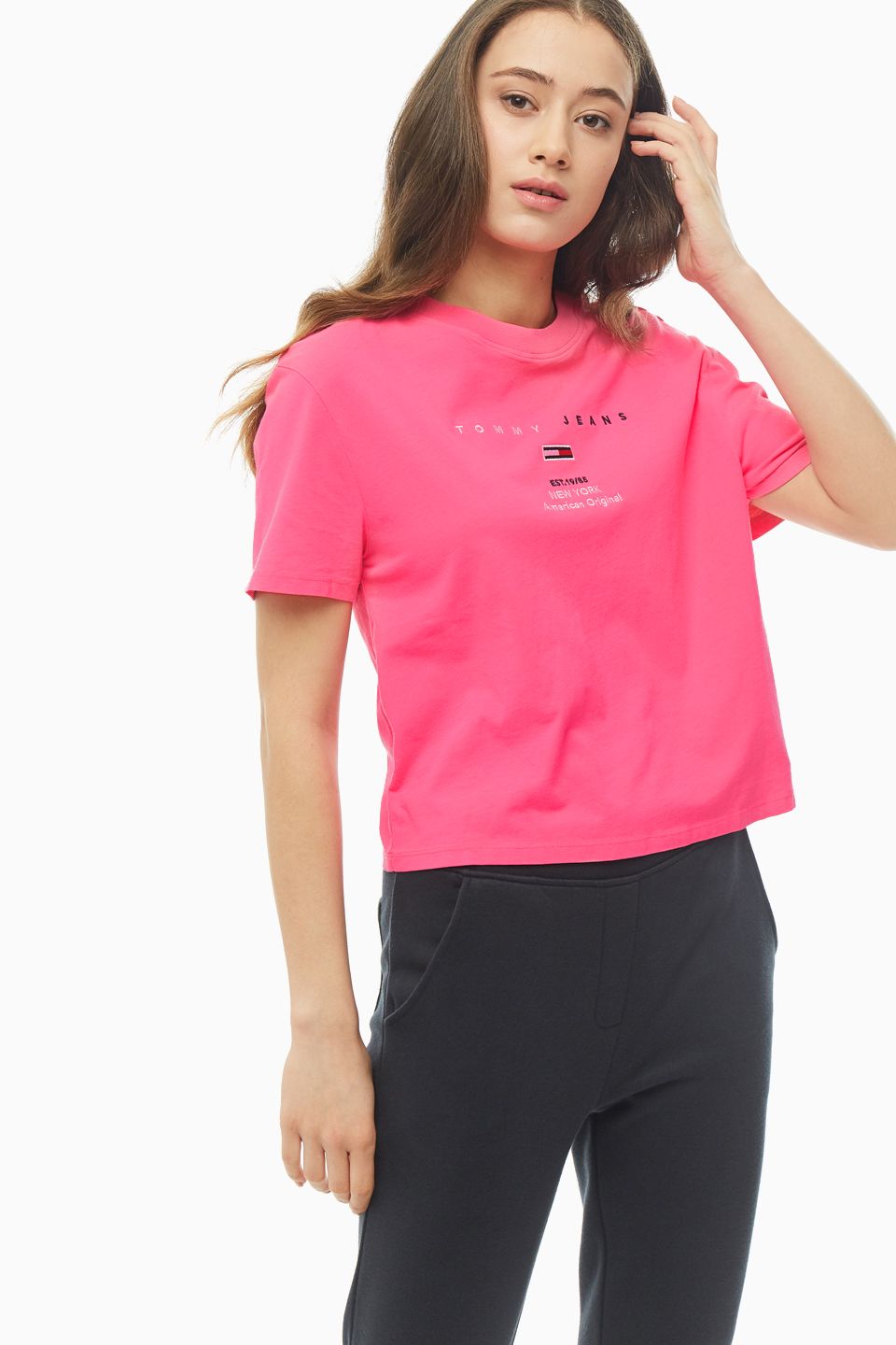 

Футболка женская Tommy Jeans DW0DW07534 TZ7 розовая XS, Розовый, DW0DW07534 TZ7