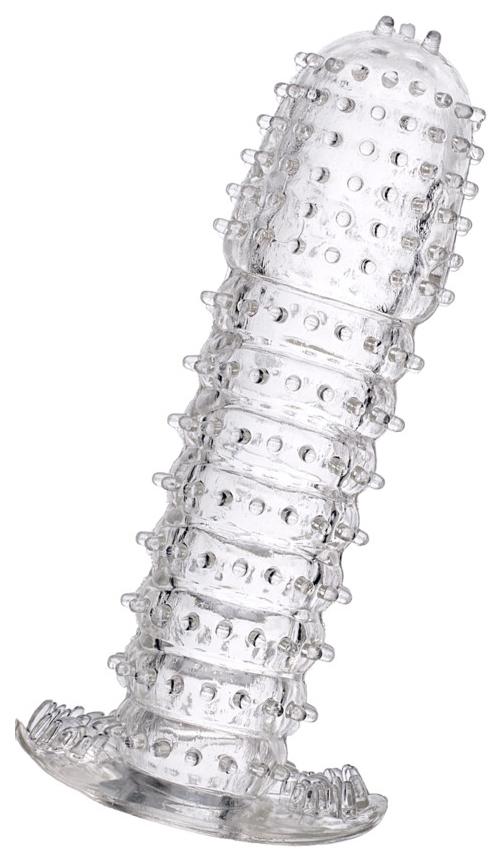 Гелевая прозрачная насадка c шипами 12 см