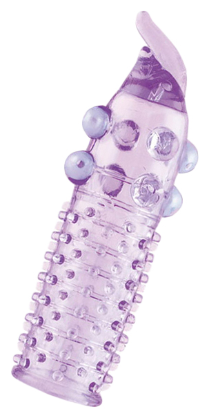 Гелевая фиолетовая насадка с шариками, шипами и усиком 11 см