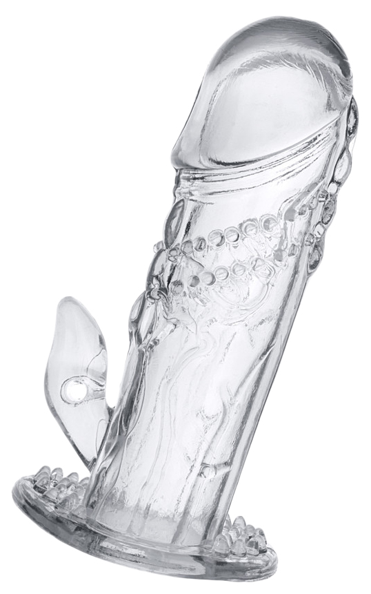 Прозрачная гелевая насадка с клиторальным отростком 13 см