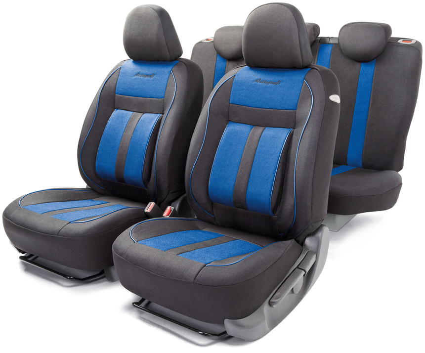 фото Комплект чехлов на сиденья cushion comfort, материал хлопок cus-1505 bk/bl autoprofi