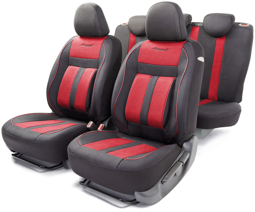 фото Комплект чехлов на сиденья cushion comfort, материал хлопок cus-1505 bk/rd autoprofi