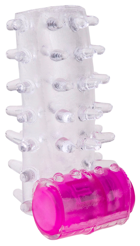 Прозрачная вибронасадка на пенис с шишечками и открытой головкой