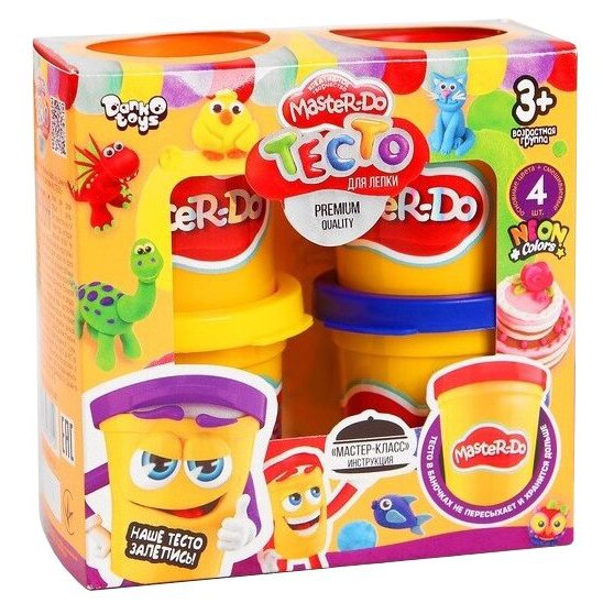 

Тесто для лепки Danko Toys Master Do 4 цвета, TMDB-01-03, Красный;синий;желтый;зеленый