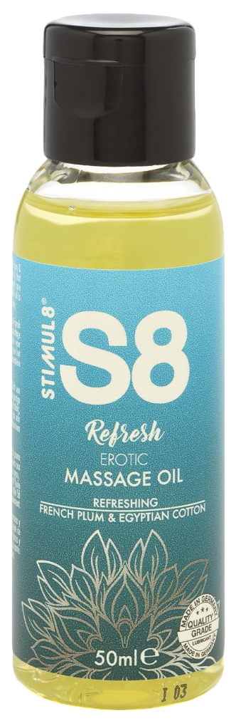 фото Массажное масло s8 massage oil refresh с ароматом сливы и хлопка 50 мл. stimul8