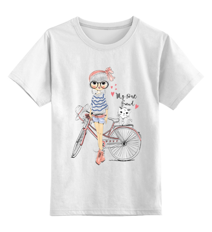 

Детская футболка Printio Девушка и котенок цв.белый р.116, 0000002393661