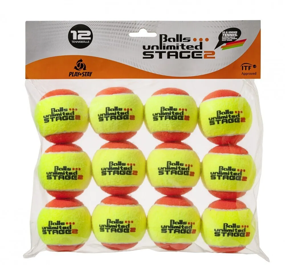

Теннисный мяч Balls unlimited Stage 2 уровень 2 оранжевый, 12 шт. в упаковке, Balls unlimited Stage 2