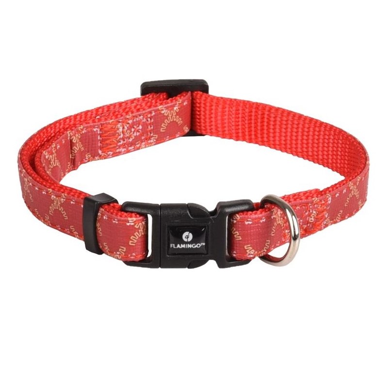 

Ошейник для собак Flamingo ODIN, красный, нейлон, L, 45-65 см, ширина 2,5 см, ODIN
