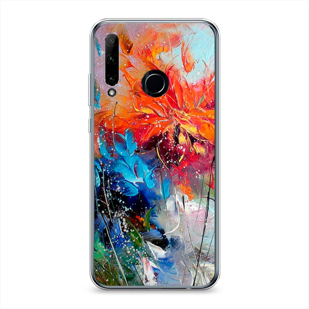 

Чехол на Honor 10i "Абстрактные цветы", Оранжевый;синий, 68850-4