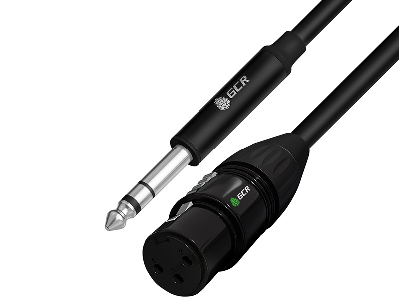 GCR Кабель 3.0m микрофонный stereo jack 6,35mm / XLR, M/F, черный, AL case черный 100043382809