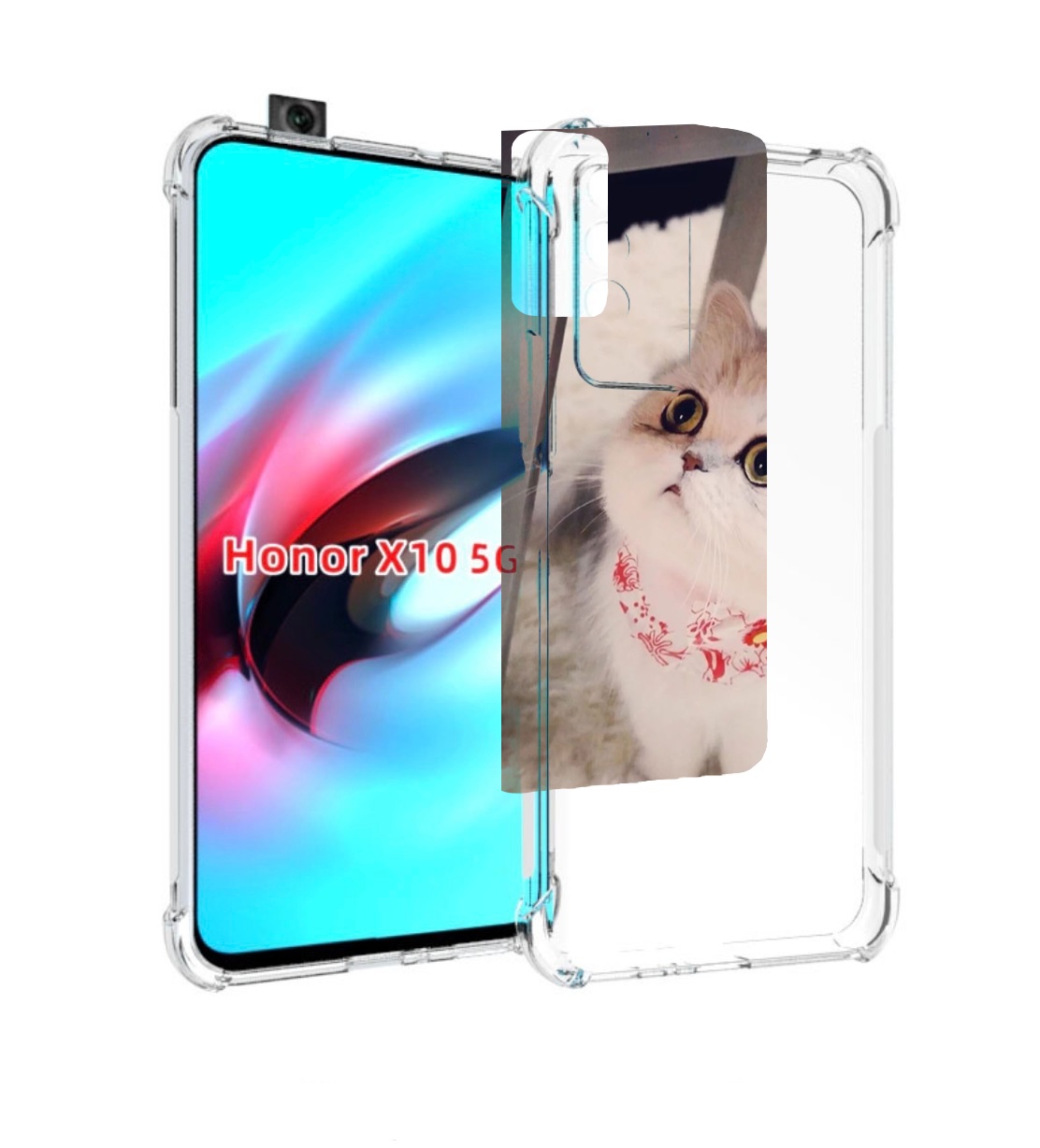 

Чехол MyPads Котеночек женский для Honor X10, Прозрачный, Tocco