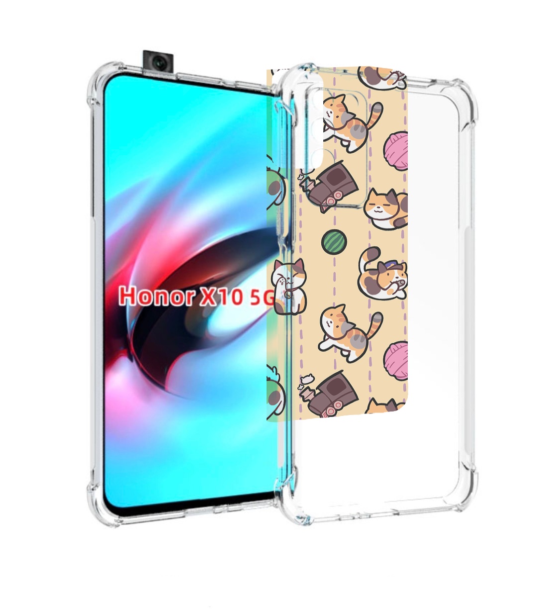 

Чехол MyPads Котики-клубочки для Honor X10, Прозрачный, Tocco