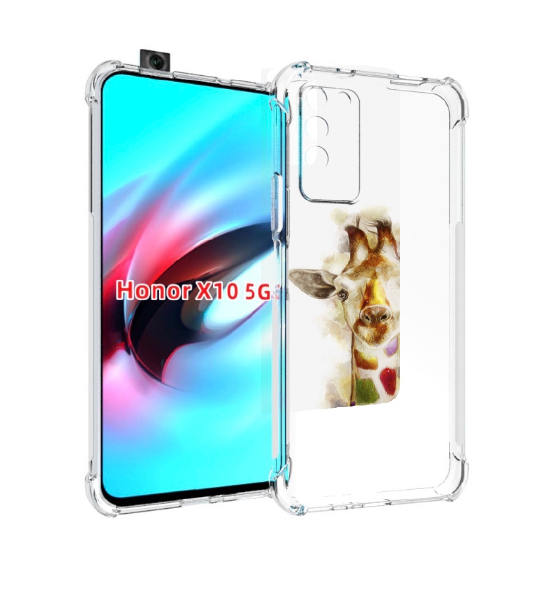 

Чехол MyPads Красочный жираф для Honor X10, Прозрачный, Tocco