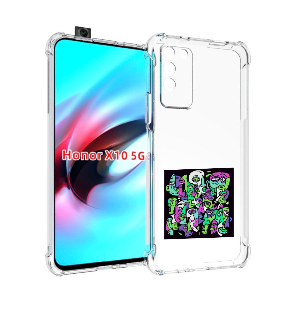 

Чехол MyPads Кривой эфир ATL для Honor X10, Прозрачный, Tocco