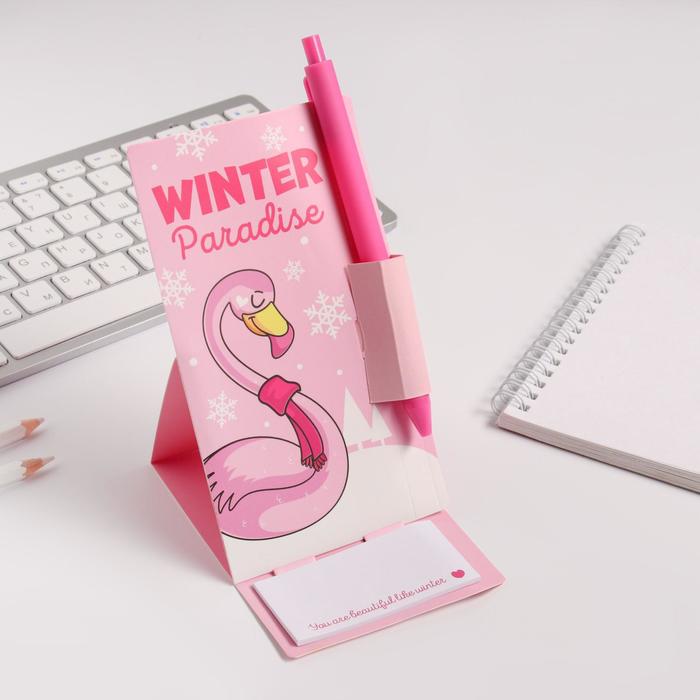 

Ручка на открытке с бумажным блоком Winter Paradise, 20 листов