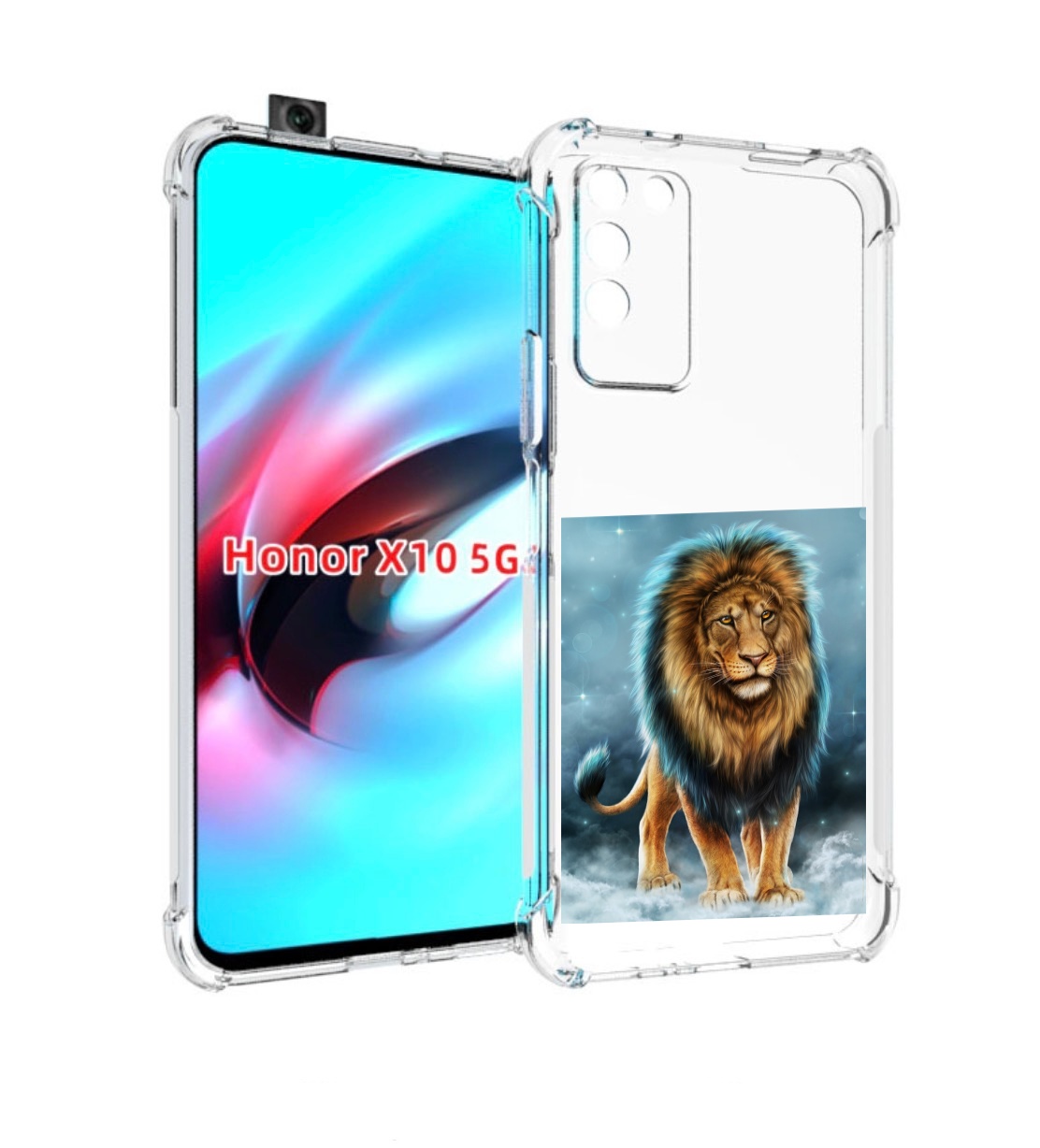 

Чехол MyPads Лев-в-тумане для Honor X10, Прозрачный, Tocco