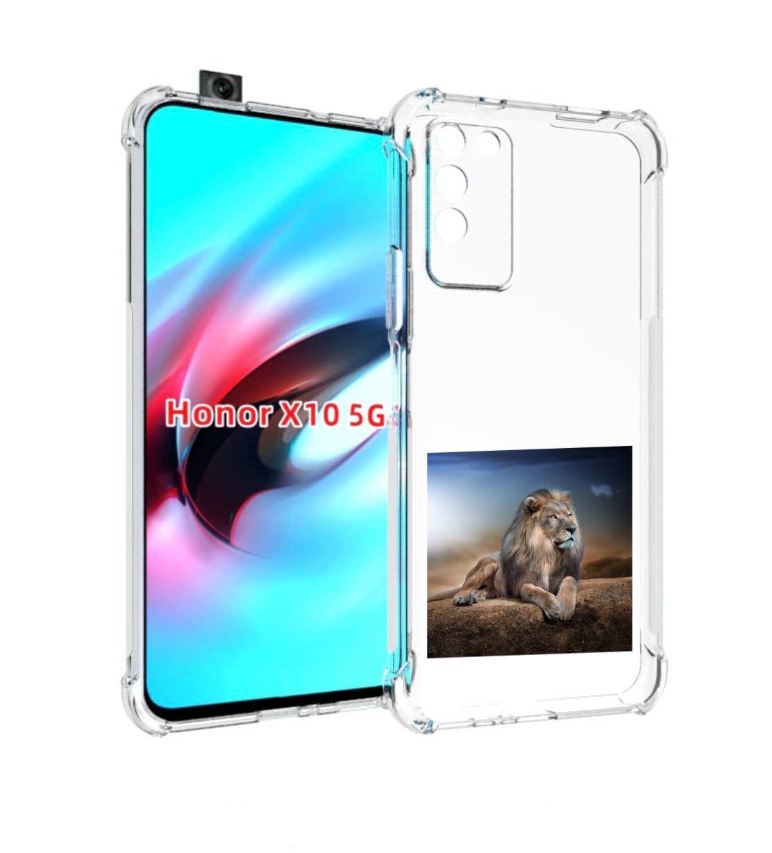

Чехол MyPads Лев-наблюдает для Honor X10, Прозрачный, Tocco
