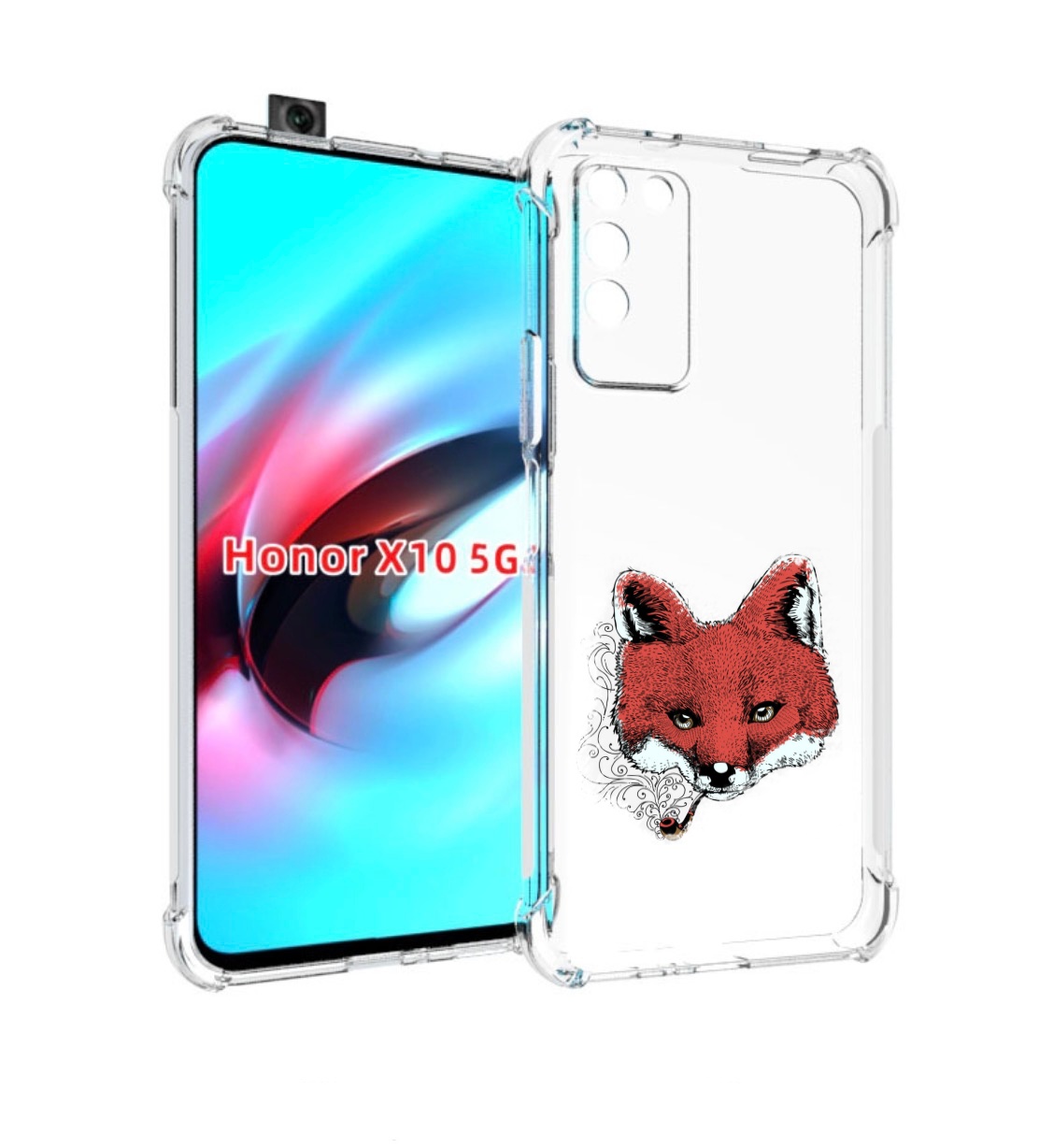 

Чехол MyPads Лис с трубкой для Honor X10, Прозрачный, Tocco