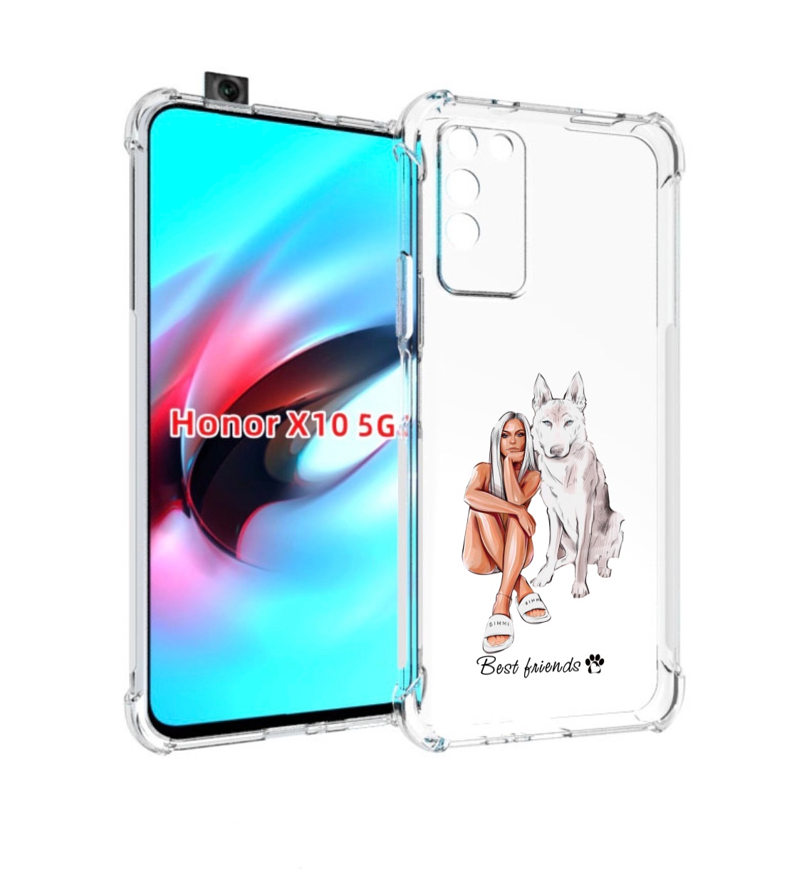 

Чехол MyPads Лучшие-друзья для Honor X10, Прозрачный, Tocco