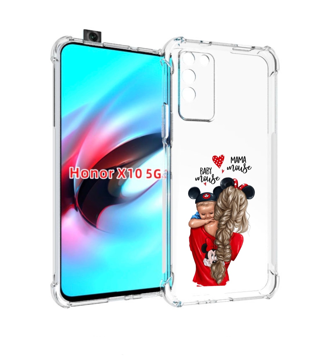 

Чехол MyPads Мама-маус женский для Honor X10, Прозрачный, Tocco