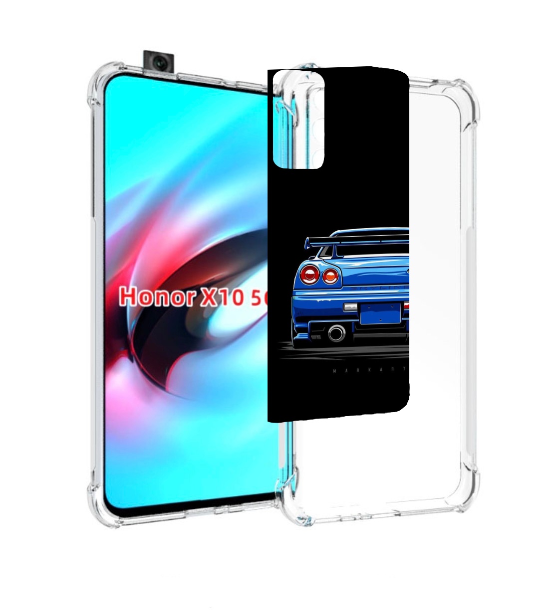 

Чехол MyPads Машина-синяя мужской для Honor X10, Прозрачный, Tocco