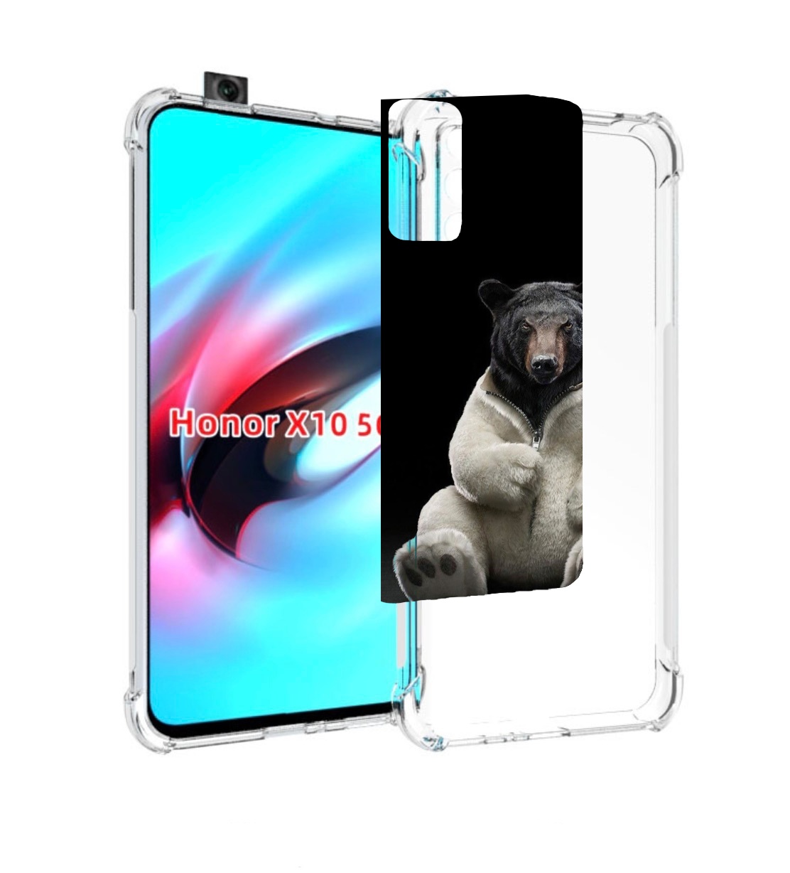 

Чехол MyPads Медведь-бурый-белый для Honor X10, Прозрачный, Tocco
