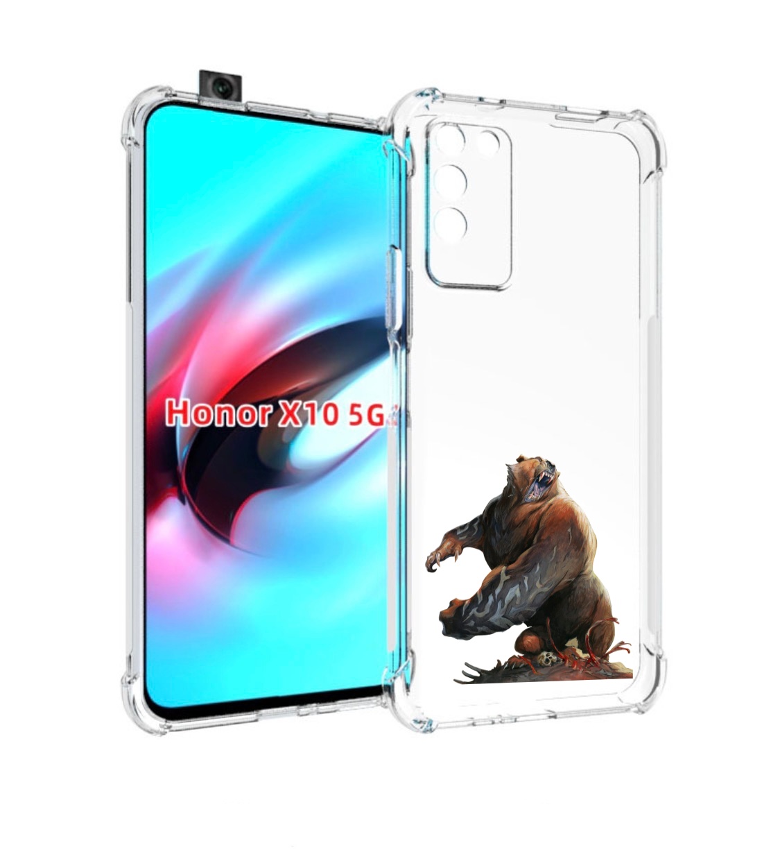 

Чехол MyPads Медведь-жестокий для Honor X10, Прозрачный, Tocco