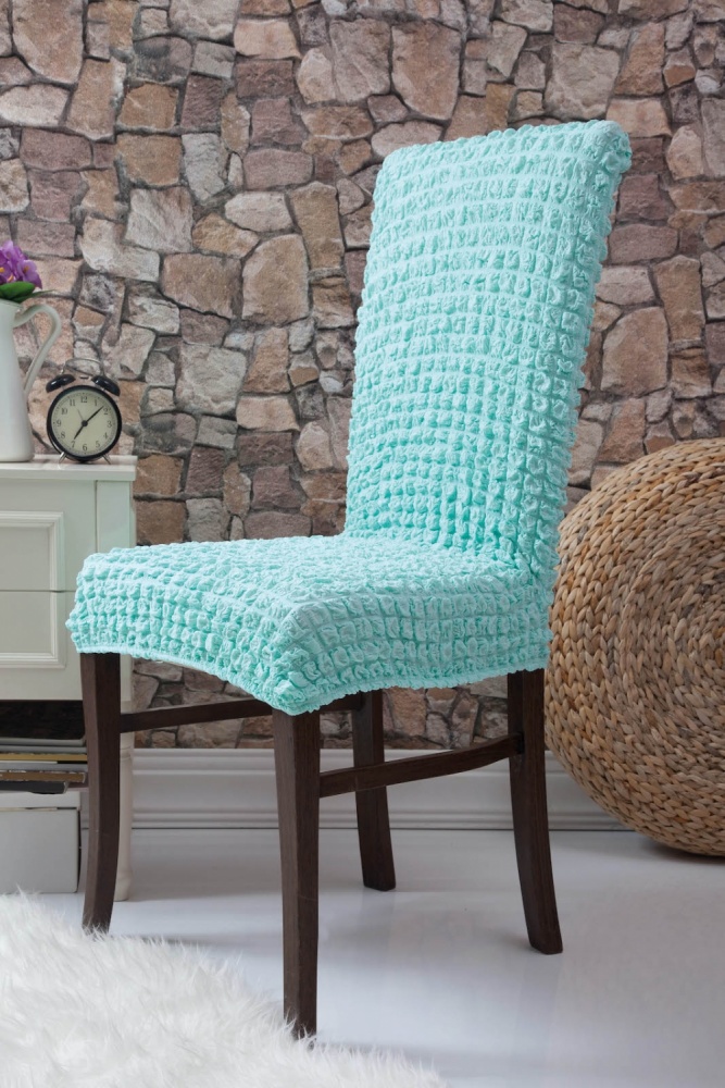 фото Чехол на стул без оборки venera, цвет бирюзовый, 1 предмет