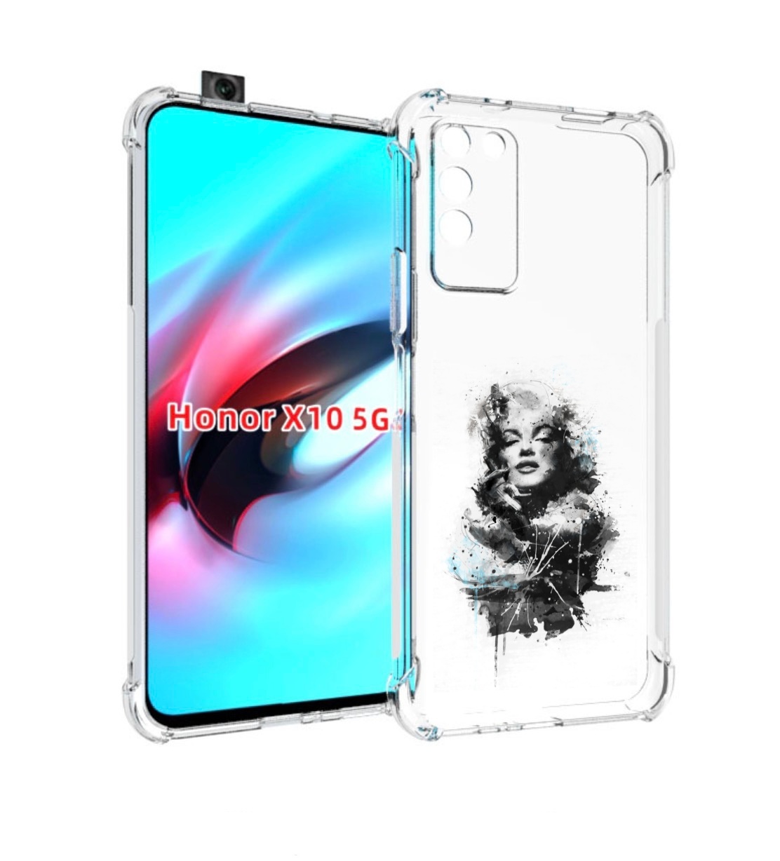 

Чехол MyPads Мерлин Монро загадочная женский для Honor X10, Прозрачный, Tocco